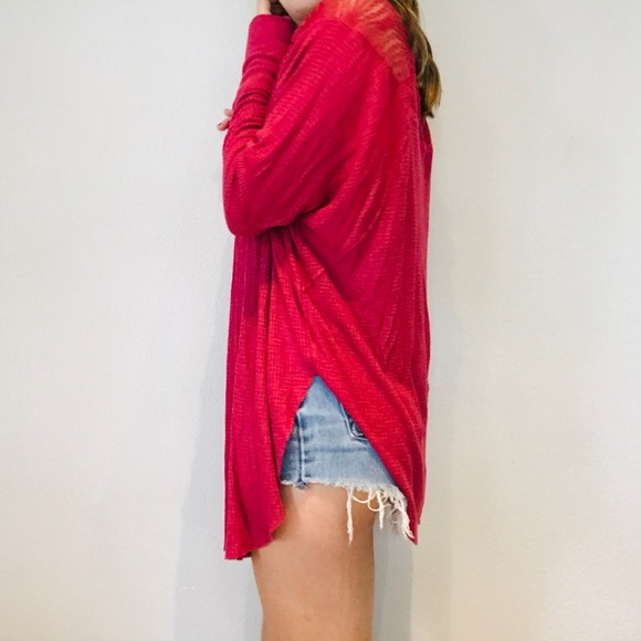 Free People pink lace inset oversized thermal - Picture 6 of 9